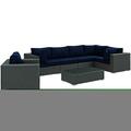 Modway Furniture Sojourn Outdoor Patio Sunbrella Sectional Set, Canvas Navy, 7Pk EEI-1878-CHC-NAV-SET